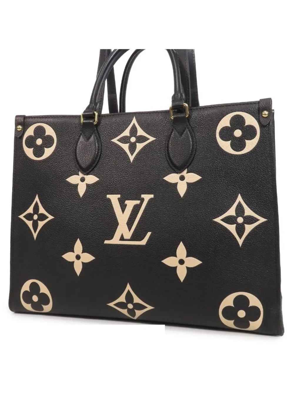 Louis Vuitton On The Go MM Black Beige Monogram Empreinte 2-Way Shoulder Bag